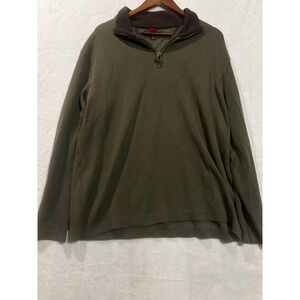 Tommy Hilfiger Pullover Sweater Mens XL Green Cotton Quarter Zip 100% Cotton